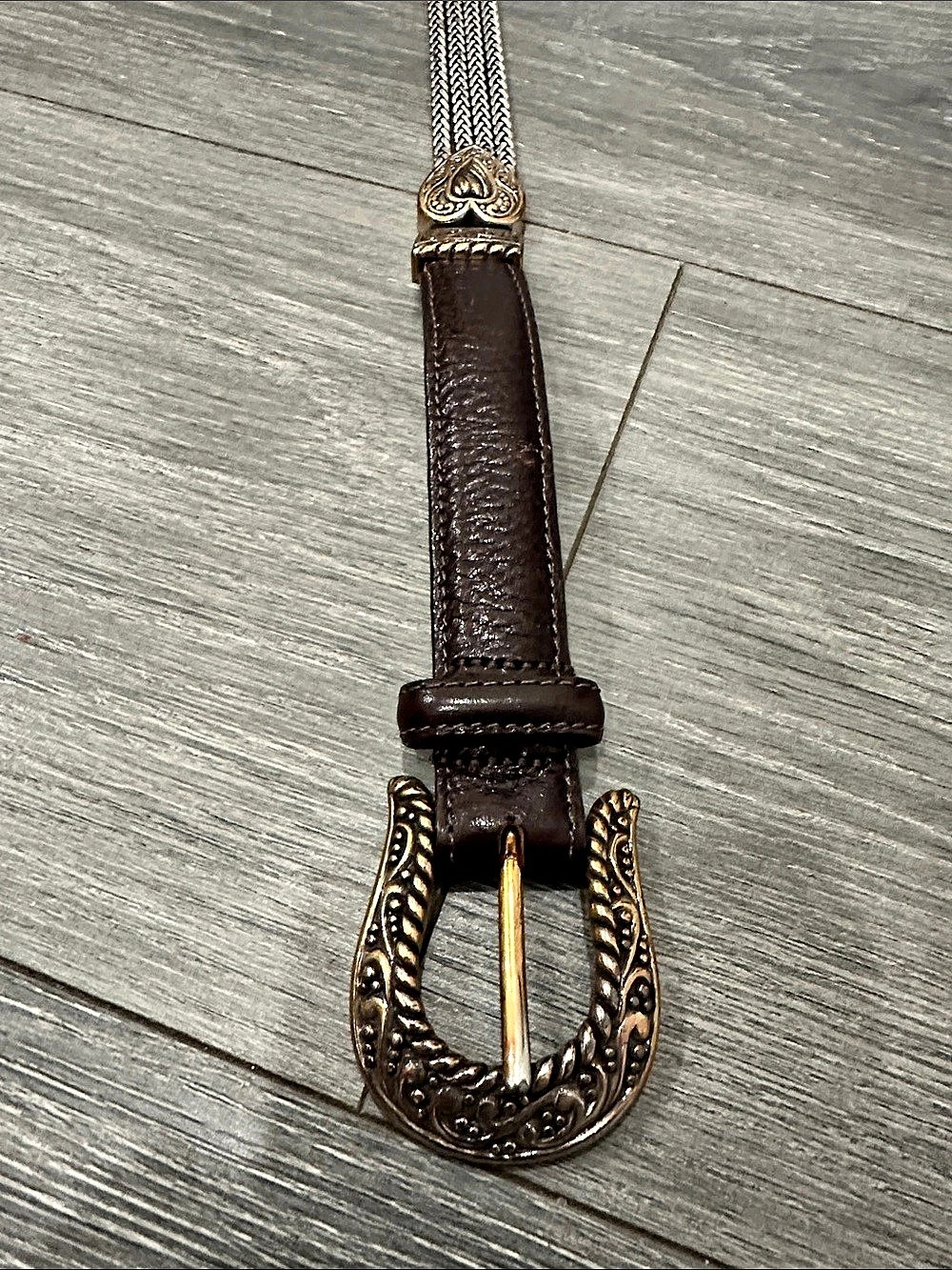 Brighton Woven Leather Belt in Brown Size Medium